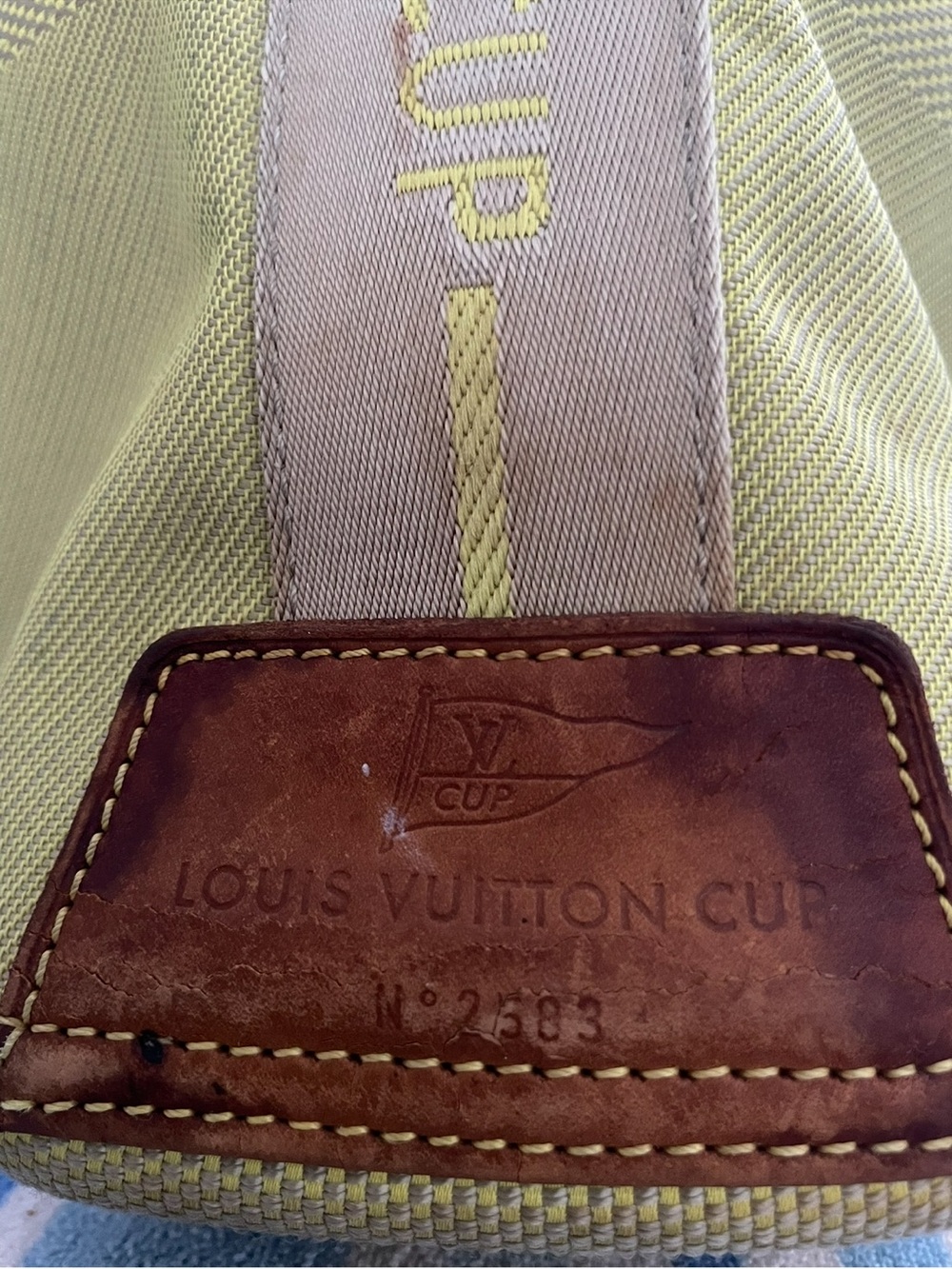 Louis Vuitton Green and Tan Cup Drawstring Duffel Bag - Picture 7 of 7